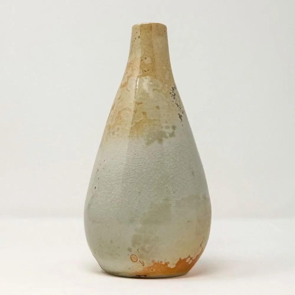 Vintage Signed Studio Pottery Speckled Bud Vase Organic Modern Ceramic